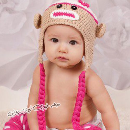 کلاه عروسکی بافتنی نوزادی
